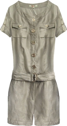 KRÓTKI KOMBINEZON Z LNU BEŻOWY (2638)