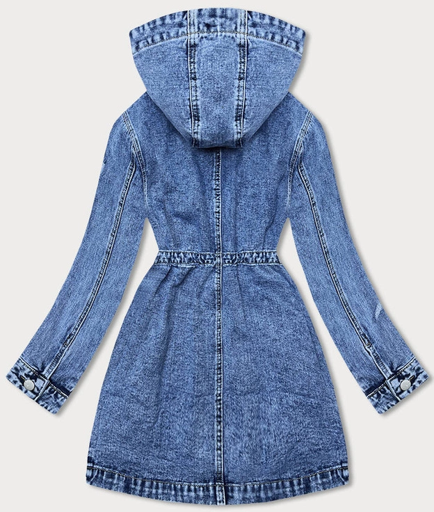 Luźna jeansowa damska kurtka denim niebieska (POP7120-K)