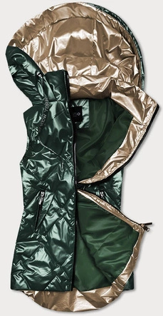 METALICZNY BEZRĘKAWNIK DAMSKI Z KAPTUREM ZIELONY (HS-1817)