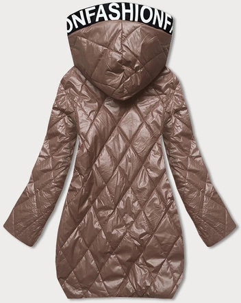 Pikowana kurtka z kapturem cappuccino (B8082-12)