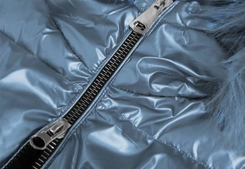 METALICZNA KURTKA ZIMOWA DAMSKA NIEBIESKA (B9528)