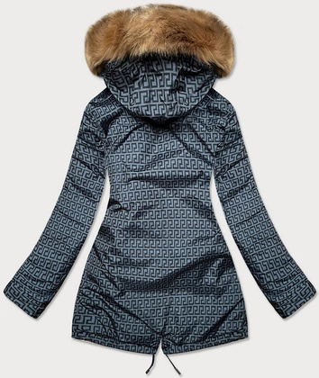 Dwustronna damska  kurtka zimowa granatowo-szara (mhm-w556)