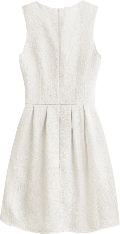 ROZKLOSZOWANA SUKIENKA W TŁOCZONE WZORY ECRU (0820)