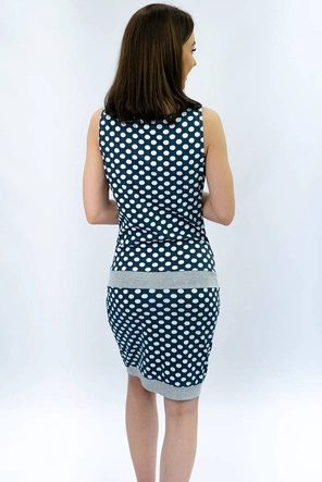 DAMSKA SUKIENKA W GROCHY Z KIESZONKĄ GRANATOWA (1570)