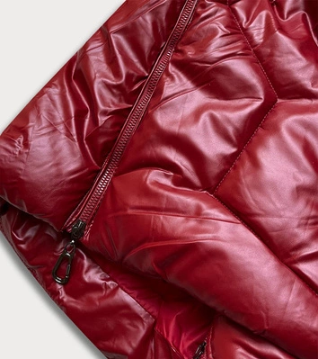Błyszcząca kurtka zimowa damska czerwona (m-21008)