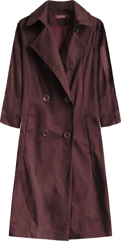 BAWEŁNIANY PŁASZCZ OVERSIZE BORDOWY (1281)