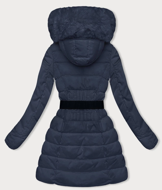 Puchowa zimowa kurtka damska granatowa (2M-007)