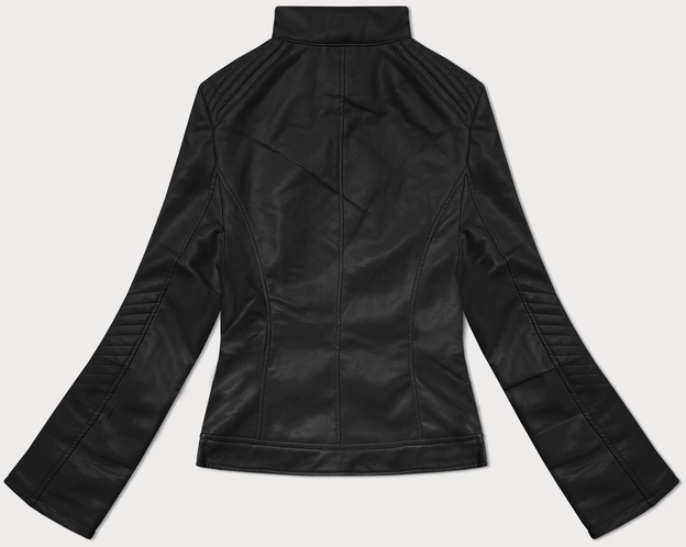 Damska kurtka ze skóry ekologicznej ze stójką J Style czarna (11Z8131)