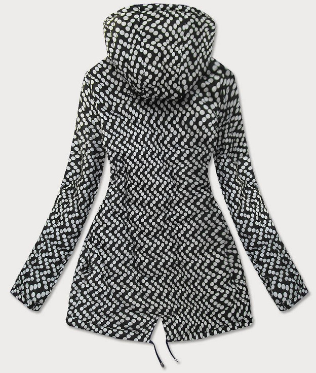 Dwustronna kurtka parka damska granatowa/kropki (w662)