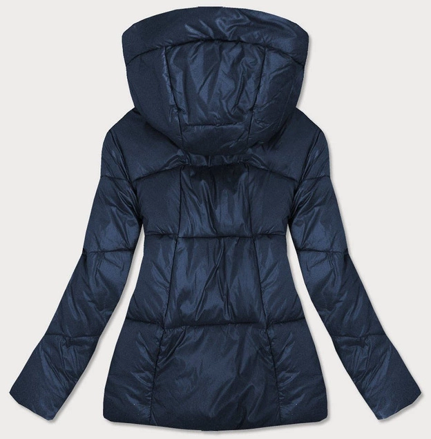 Damska kurtka pikowana z odpinanym kapturem granatowa (7564)