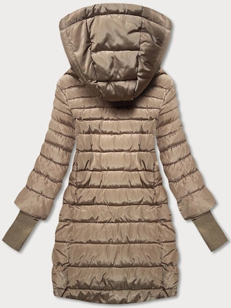 Kurtka damska z dzianinowymi ściągaczami camel (p22-6637-301)