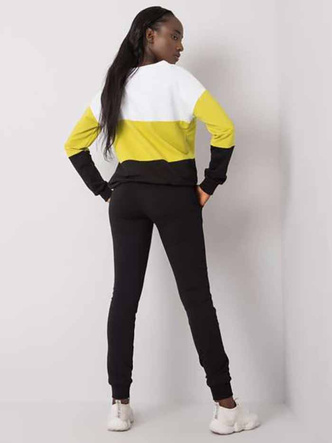 Cienki komplet dresowy damski Rue Paris biały-limonka-grafit (5971)