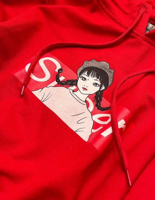 Damska bluza sportowa z kapturem czerwona (n4596)