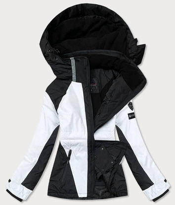 DAMSKA KURTKA ZIMOWA NARCIARSKA CZARNO-BIAŁA (B2356)