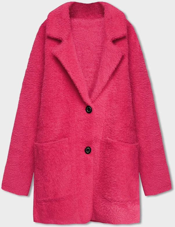 Krótka wełniana narzutka alpaka fuksja (7108-1)