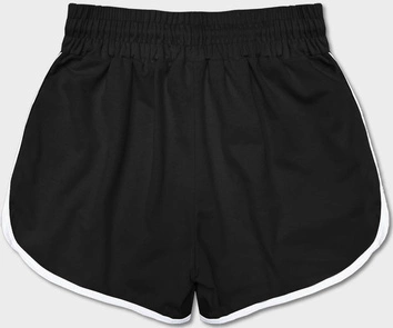 Damskie szorty z kontrastową lamówką czarne (8K208-3)