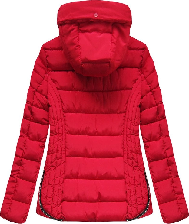 PIKOWANA KURTKA Z KAPTUREM CZERWONA (B2631)
