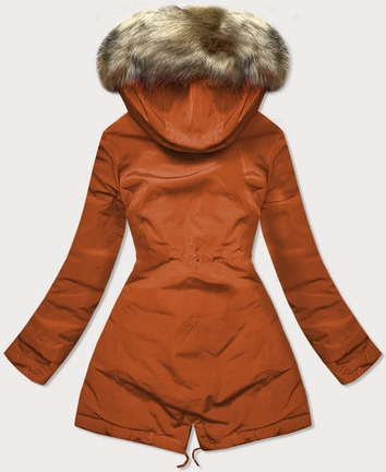 Dwustronna kurtka damska pomarańczowo- brązowa (w555)