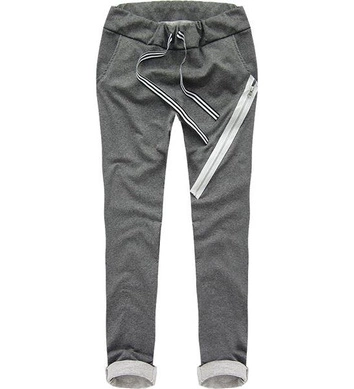 BAWEŁNIANE SPODNIE Z ZAMKIEM GRAFITOWE (66023)