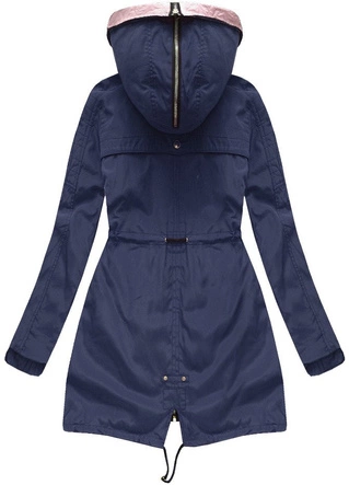 DWUSTRONNA KURTKA Z KAPTUREM GRANATOWA (W621)