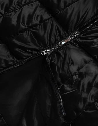 Metaliczna kurtka zimowa damska czarna (B8073-1)