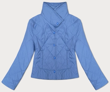 Pikowana kurtka damska ze stójką niebieska (20067)