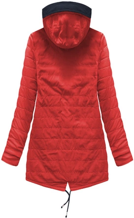 DWUSTRONNA PARKA Z KAPTUREM GRANATOWO-CZERWONA (W0236)