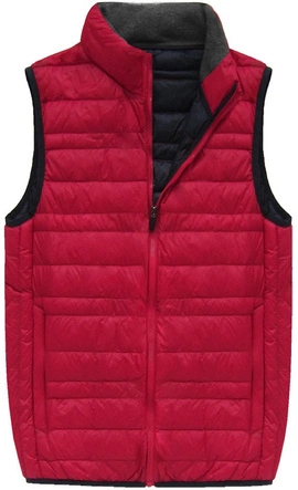 MĘSKA KAMIZELKA Z PUCHEM NATURALNYM CZERWONA (5008)