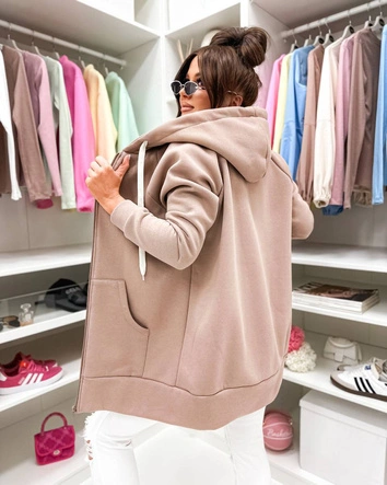 Gruba rozpinana bluza damska Goodlookin cappuccino (551)