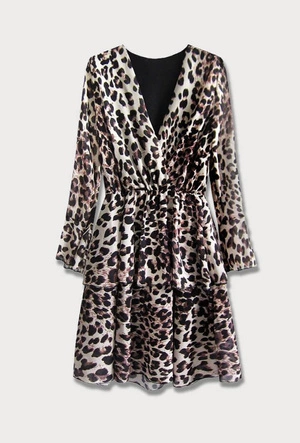 Sukienka z kopertowym dekoltem beżowa (454/2ART)