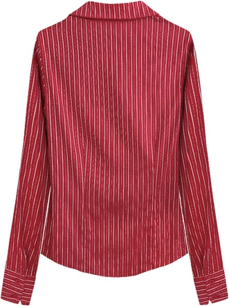 ELEGANCKA KOSZULA W PASKI CZERWONA (1086)