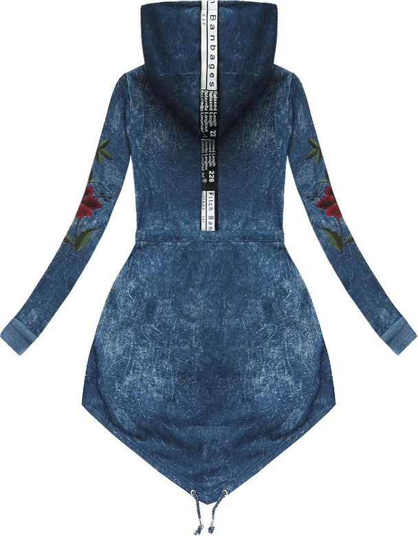 BLUZA Z HAFTAMI I KAPTUREM NIEBIESKA 2 (MODEL3)