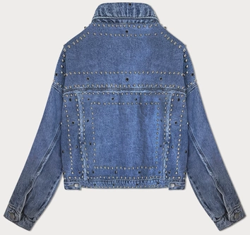 Damska kurtka jeansowa z dżetami niebieska (A1700)