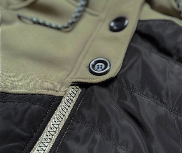 Rozpinana długa bluza damska khaki (amg-819)