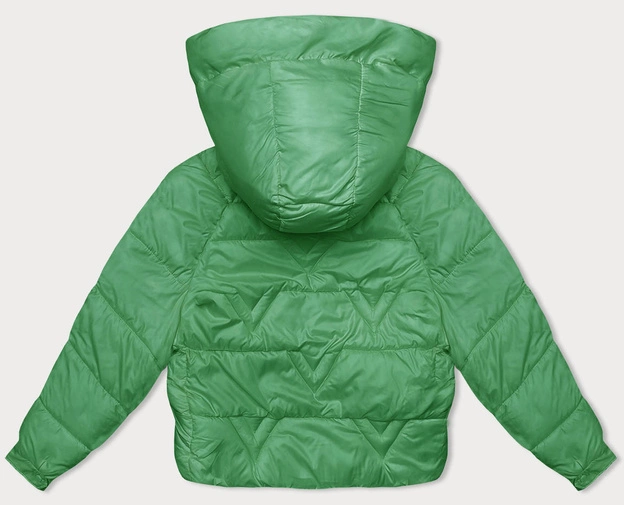 Przejściowa kurtka damska z podszewką w kratkę zielona (842)