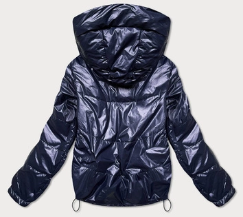 Krótka dwustronna kurtka damska granat/beż (bh-2204big)