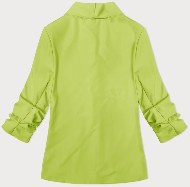 Cienka marynarka z marszczonymi rękawami limonka (22-356)