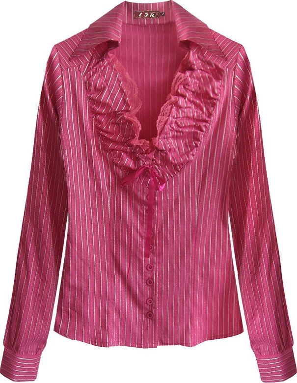 KOSZULA W PASKI Z KORONKĄ AMARANTOWA (11072)