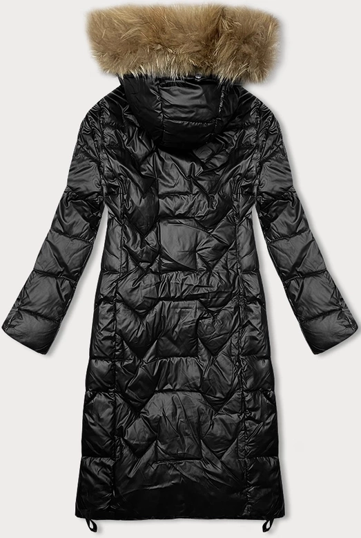 Długa kurtka pikowana damska Glakate czarna (LU-2203)