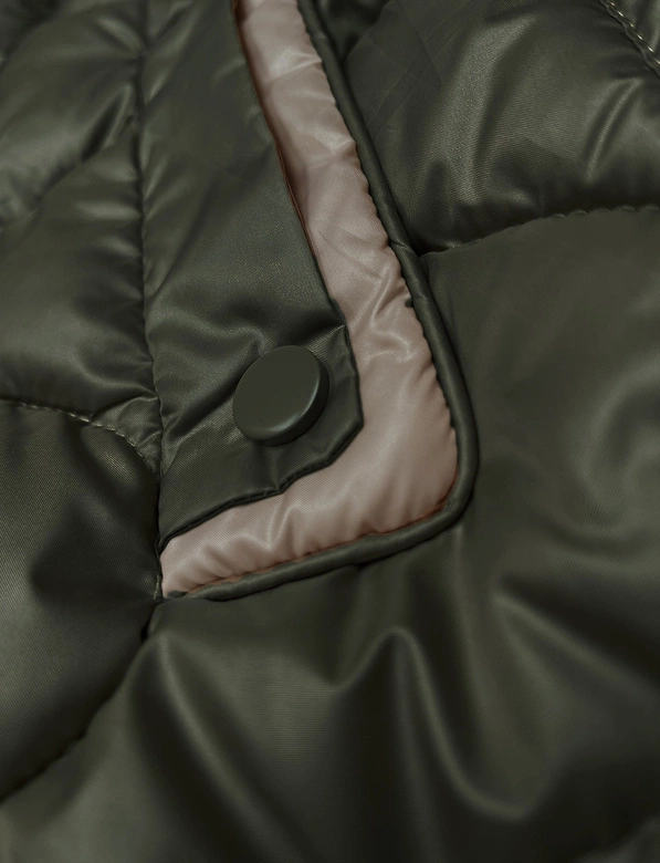 Bezrękawnik damski z ozdobnym pikowaniem S'West khaki (B8338-11)