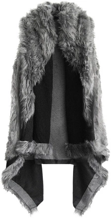 KAMIZELKA OVERSIZE Z FUTERKIEM CIEMNOSZARA (455ART)