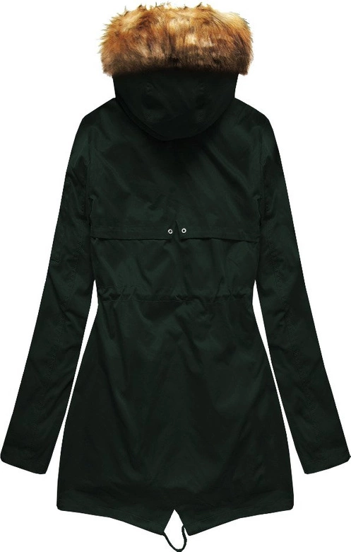 ZIMOWA DAMSKA PARKA Z PODPINKĄ CIEMNOZIELONA (B2635)