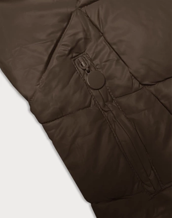 Zimowa kurtka damska z kapturem camel (H-898-89)