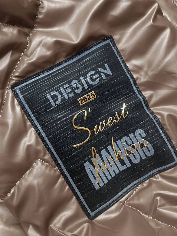 Pikowana kurtka na zatrzaski cappuccino (B8179-12)