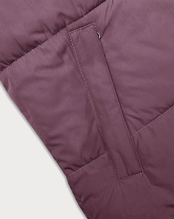 Krótka kamizelka damska z kapturem j.style fiolet-czarny (16M9112-53)