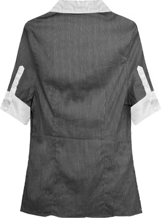 KOSZULA Z KRÓTKIM RĘKAWEM CZARNO-BIAŁA (6011)