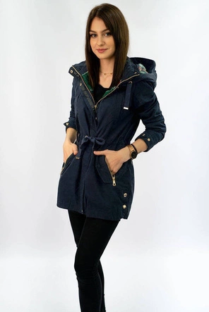 BAWEŁNIANA PARKA Z KAPTUREM GRANATOWA (W158)