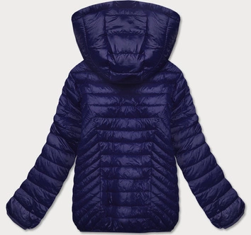 Pikowana kurtka damska z kapturem granatowa (B0124-3)