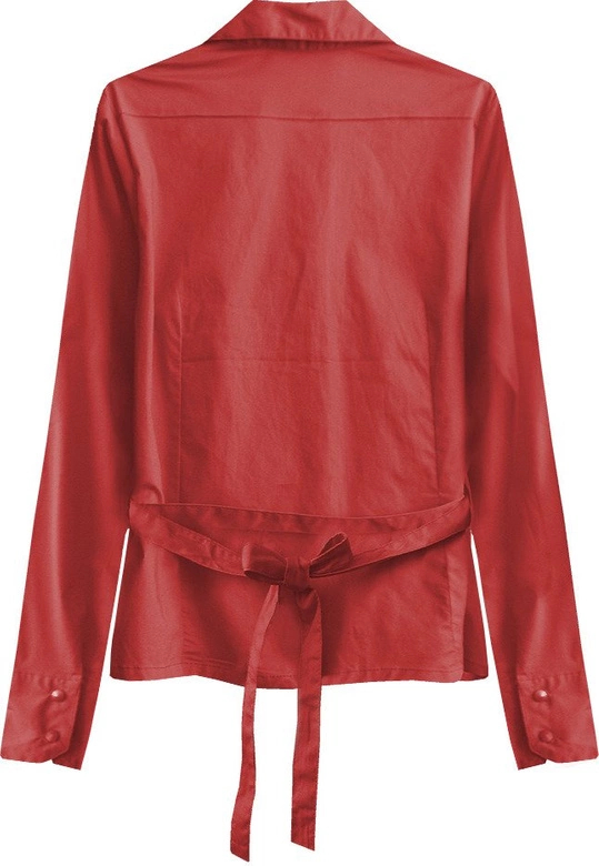 BAWEŁNIANA KOSZULA Z PASKIEM CZERWONA (1017)