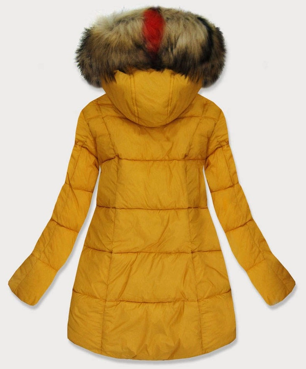 PIKOWANA KURTKA DAMSKA ZIMOWA ŻÓŁTA (209-1)